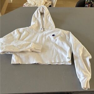 Champion Cropped Women's White Hoodie